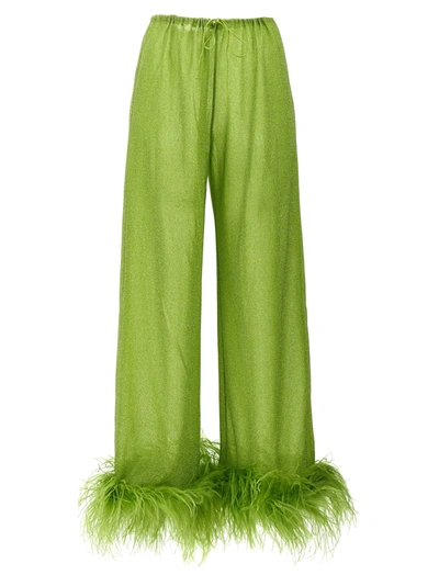 Shop Oseree Lumiere Plumage Pants Green