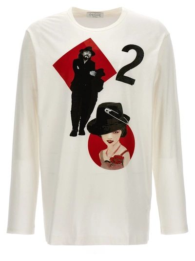 Shop Yohji Yamamoto Printed T-shirt White