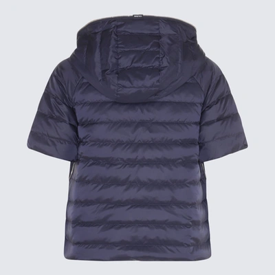 Shop Duvetica Navy Blue And Beige Down Jacket
