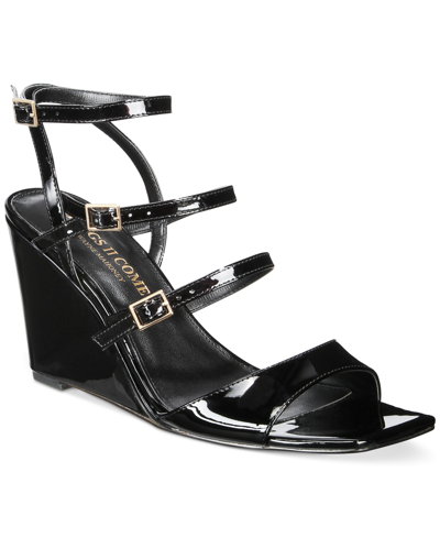 Shop Things Ii Come Women's Andie Luxurious Dress Gladiator Wedge Sandals In Black