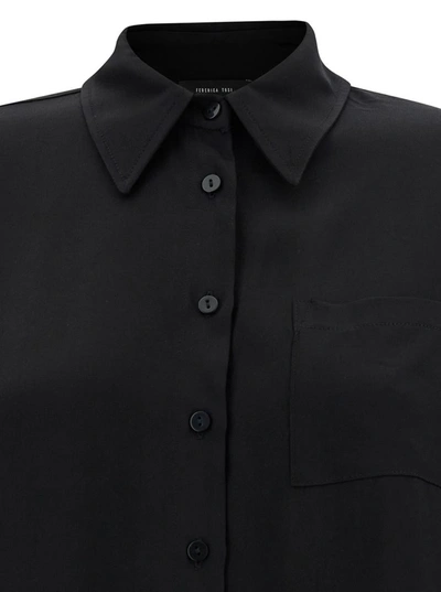 Shop Federica Tosi Oversized Black Shirt With Patch Pockets In Viscose Woman