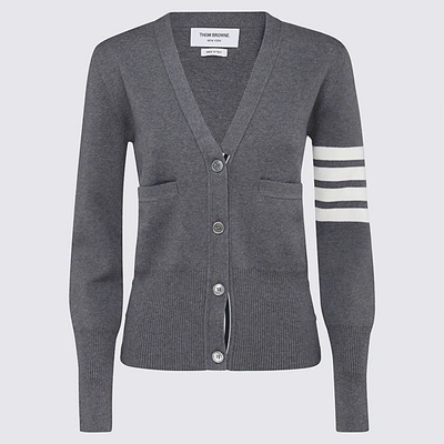 Shop Thom Browne Grey Wool 4-bar Cardigan In Med Grey