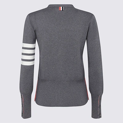 Shop Thom Browne Grey Wool 4-bar Cardigan In Med Grey