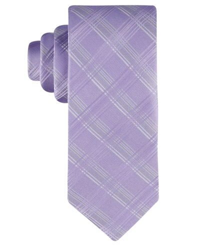 Shop Calvin Klein Men's Ben Plaid Tie In Lilac