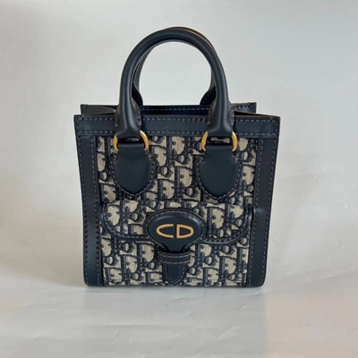 Pre-owned Dior Christian  Oblique Mini Tote Bag Blue
