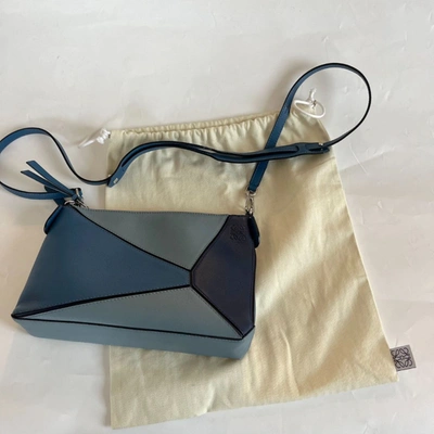 Pre-owned Loewe Multi Tone Blue Leather Mini Puzzle Pochette Bag
