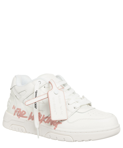 Pre-owned Off-white Sneaker Damen Out Of Office Owia259c99lea0110130 White - Pink Leder In Weiss