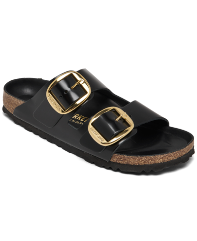 Shop Birkenstock Women's Arizona Big Buckle High Shine Natural Leather Patent Sandals From Finish Line In High Shine Black