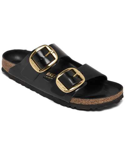 Birkenstock Women's Arizona Big Buckle High Shine Natural Leather Patent Sandals From Finish Line In High Shine Black