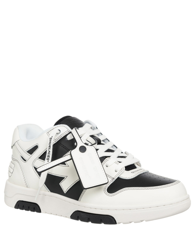 Pre-owned Off-white Sneaker Herren Out Of Office Omia189s24lea0041001 Black - White Leder In Schwarz