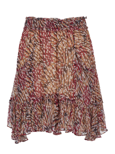 Shop Marant Etoile Multicolored Viera Miniskirt With All-over Graphic Pattern In Viscose Woman