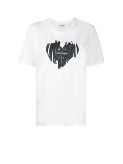 Shop Saint Laurent T-shirt In Naturel Noir