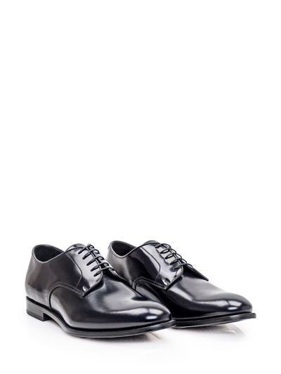 Shop Doucal's Leather Lace-up In Tempesta Fdo Nero