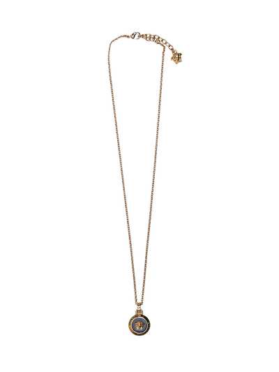 Shop Versace Medusa Necklace In  Gold-black