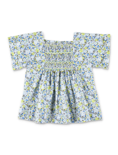 Shop Bonpoint Pays Smocked Blouse In Fl/blue