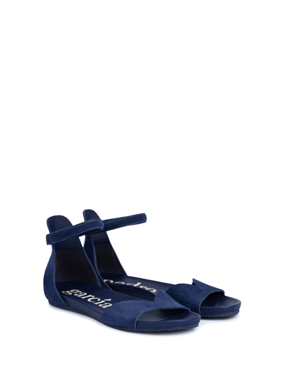 Shop Pedro Garcia Jela Blue Suede Sandal With Strap In Marina