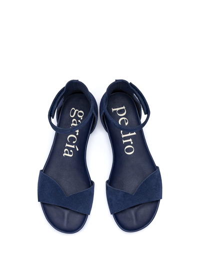 Shop Pedro Garcia Jela Blue Suede Sandal With Strap In Marina