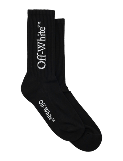 Shop Off-white Big Logo Bksh Mid Calf Socks In Black