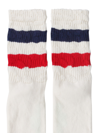 Shop Golden Goose Striped Socks In Old White/ Red/ Navy/ Green Fluo