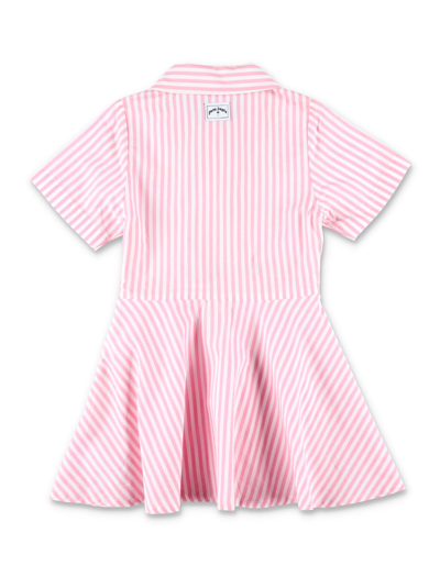 Shop Palm Angels 3 Palms Striped Shirt Dress In Rose