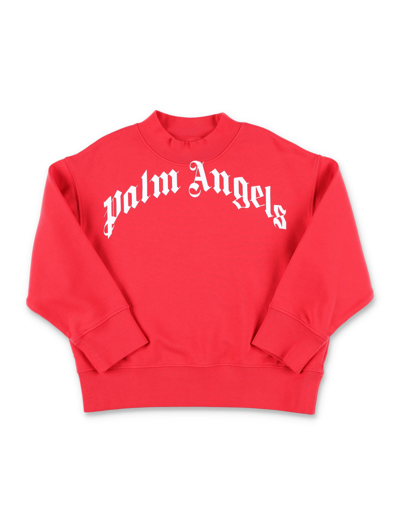 Shop Palm Angels Classic Curved Logo Sweatshirt In Red