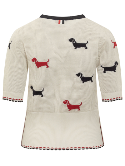 Shop Thom Browne Hector Intarsia Sweater In White
