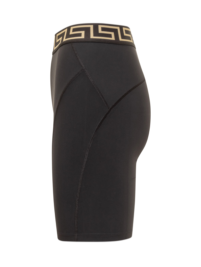 Shop Versace Shorts With Greca In Nero