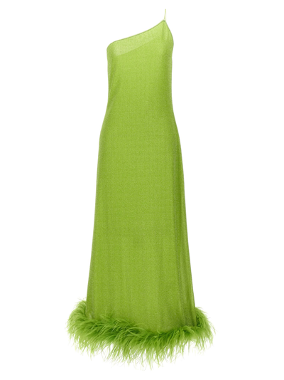 Shop Oseree Lumiere Plumage Long Dress In Green