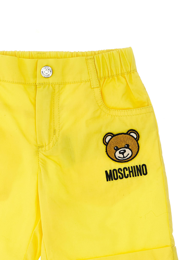 Shop Moschino T-shirt + Logo Embroidery Shorts In Yellow