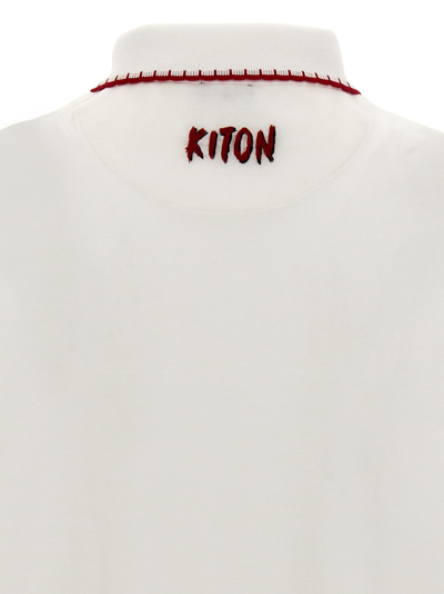 Shop Kiton Half Zip Polo Shirt In White