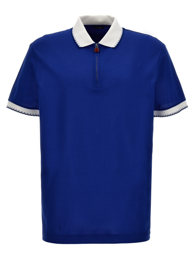 Shop Kiton Half Zip Polo Shirt In Blue