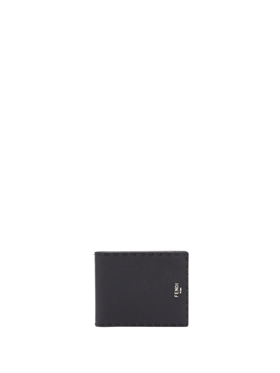 Shop Fendi Bi-fold Wallet In Black Leather In Nero Palladio