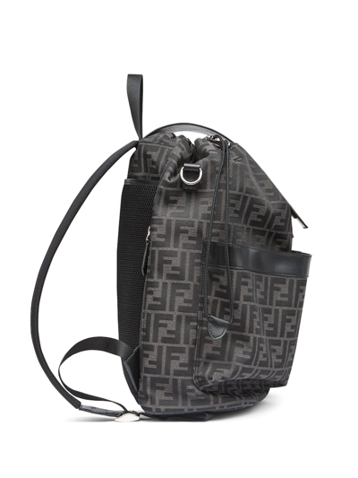Fendi Small Drawstring Backpack In Asfalto Nero Palladio