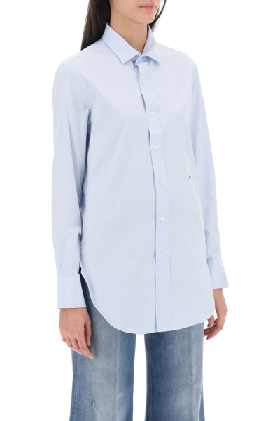 Shop Hommegirls Cotton Twill Shirt In Light Blue (light Blue)