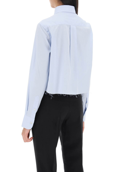 Shop Hommegirls Cotton Twill Cropped Shirt In Light Blue (light Blue)