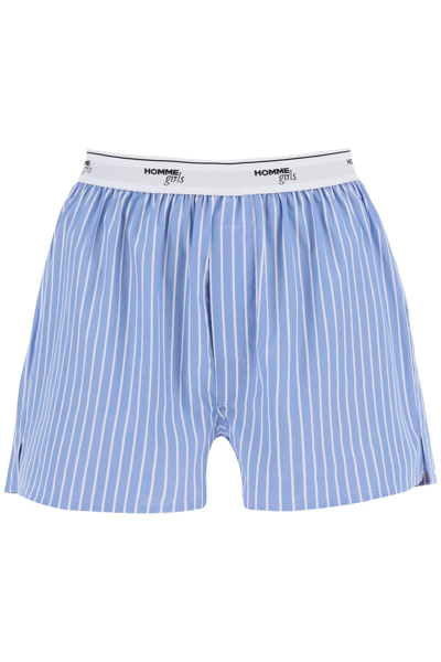 Shop Hommegirls Cotton Boxer Shorts In Blue White (blue)