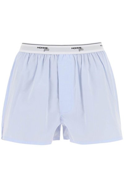 Shop Hommegirls Cotton Boxer Shorts In Light Blue (light Blue)