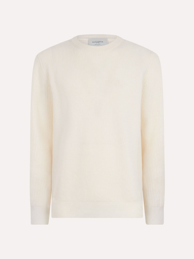 Shop Ballantyne Fishermans Rib Wool Roundneck In White