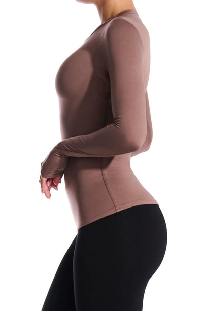 Shop N By Naked Wardrobe Bare Crewneck Long Sleeve Top In Taupe