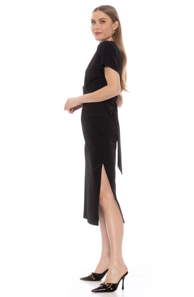 Shop Alexia Admor Cairo Short Sleeve Crossover Waist Midi Dress In Black