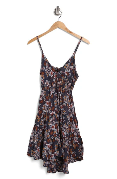 Shop Angie Floral Print V-cut Tiered Dress In Midnight