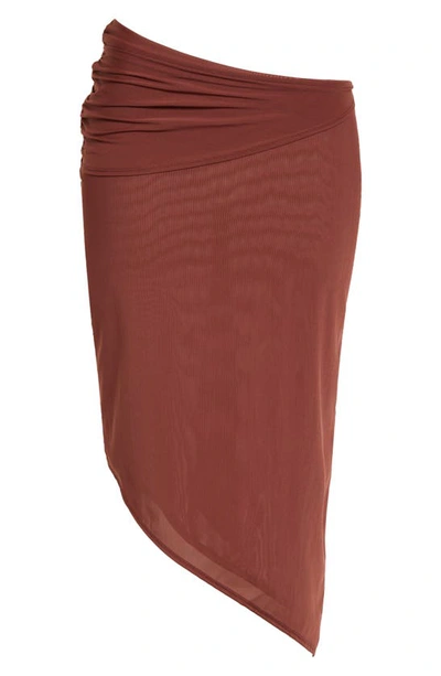 Shop Miaou Mona Asymmetric Ruched Skirt In Sable