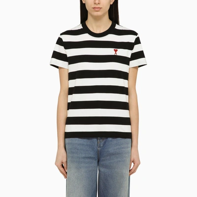 Shop Ami Alexandre Mattiussi Ami Paris | Ami De Coeur Striped Black/white T-shirt