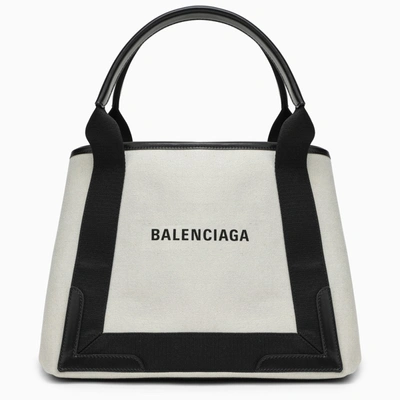 Shop Balenciaga Cabas Bag Small Cream Cotton Canvas In Beige