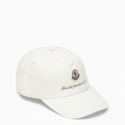Moncler White Baseball Cap With Logo Men In White