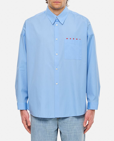 Shop Marni Long Sleeve Shirt In Sky Blue