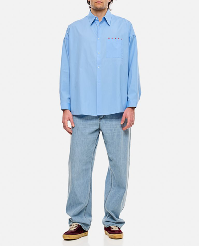 Shop Marni Long Sleeve Shirt In Sky Blue