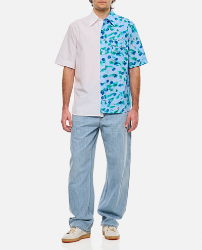 Marni Floral Cotton Bowling Shirt In Sky Blue