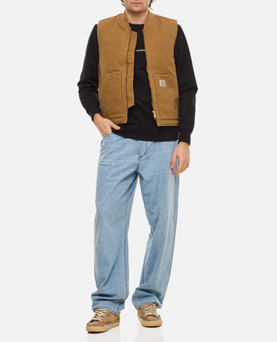 Carhartt Logo-patch Zipped Vest In Brown