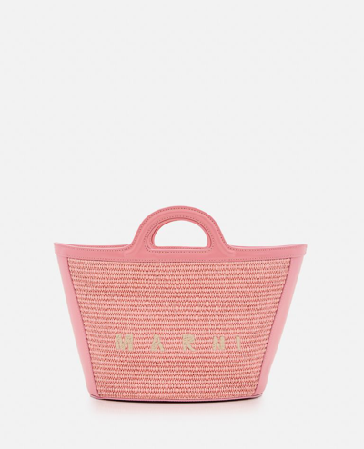 Shop Marni Small Tropicalia Raffia Bucket Bag In Rose